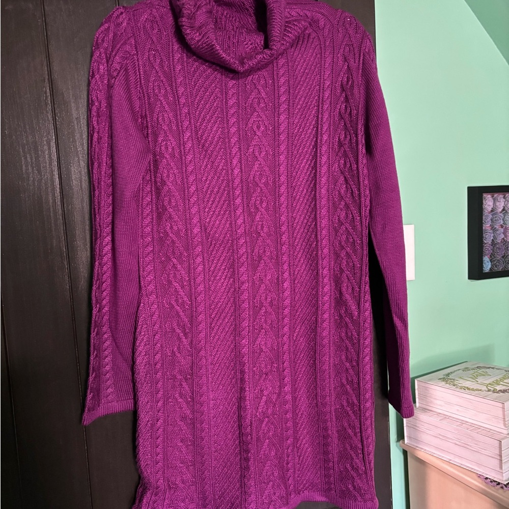 Women's Purple Cable Knit Sweater